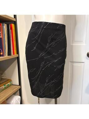 ING Black Stretch Side Slit 90s Midi Skirt